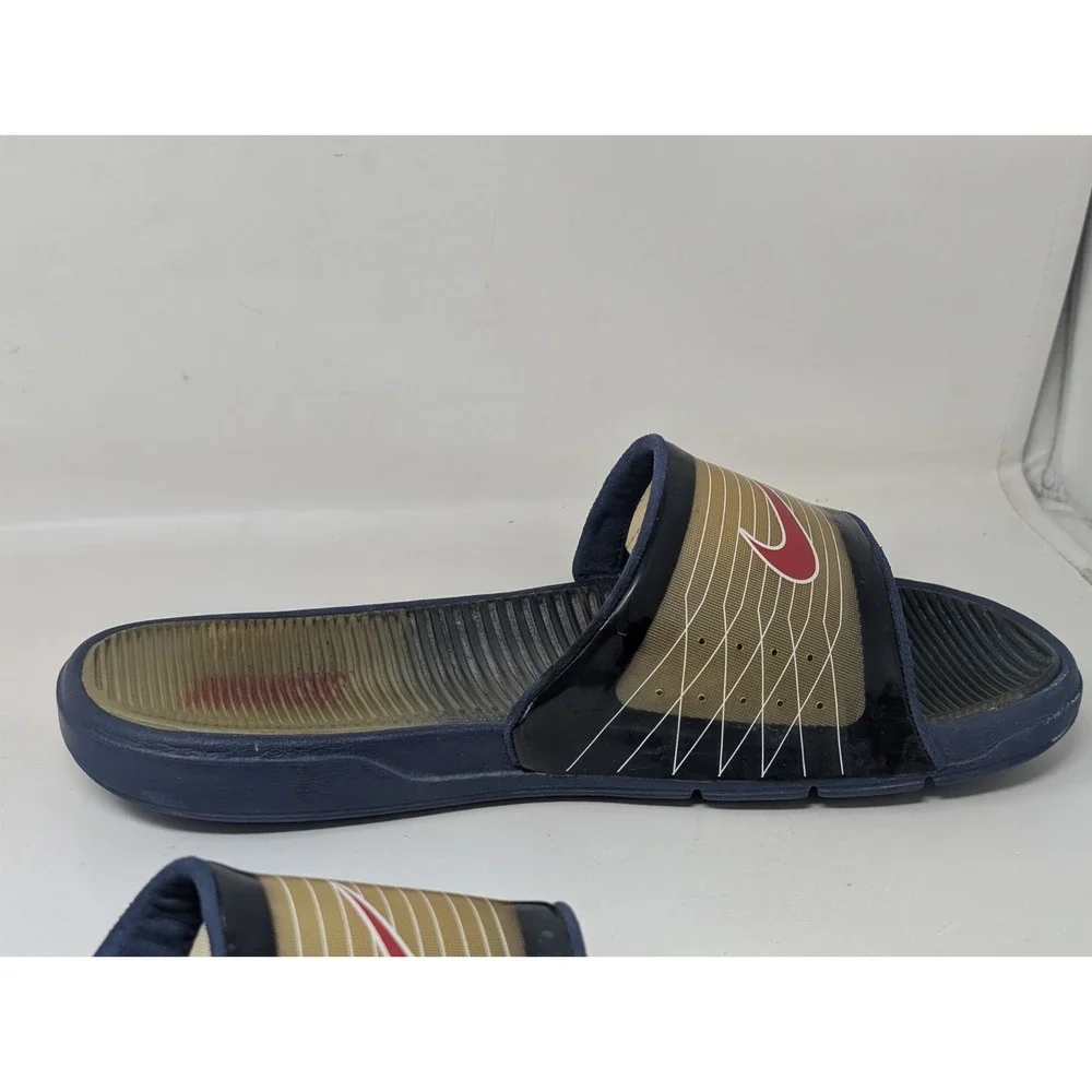Vintage Nike Slide Sandals Men's Size 13 90s Y2K Blue Brown